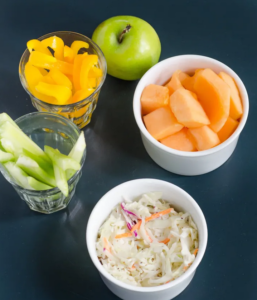 Picture of how little 5 fruits or vegetables a day is.