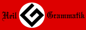 Satirical logo representing grammar nazis